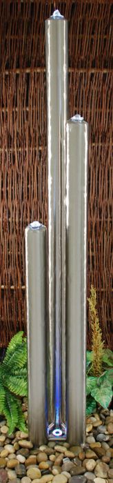 165cm Säulenbrunnen aus gebürstetem Edelstahl mit LED-Beleuchtung, Ambienté™